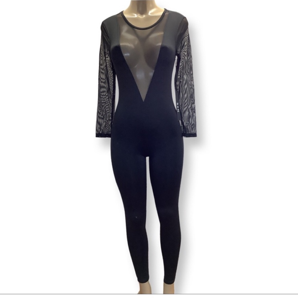 NWT Deep Plunge Black Mesh Jumpsuit from Ren Active
